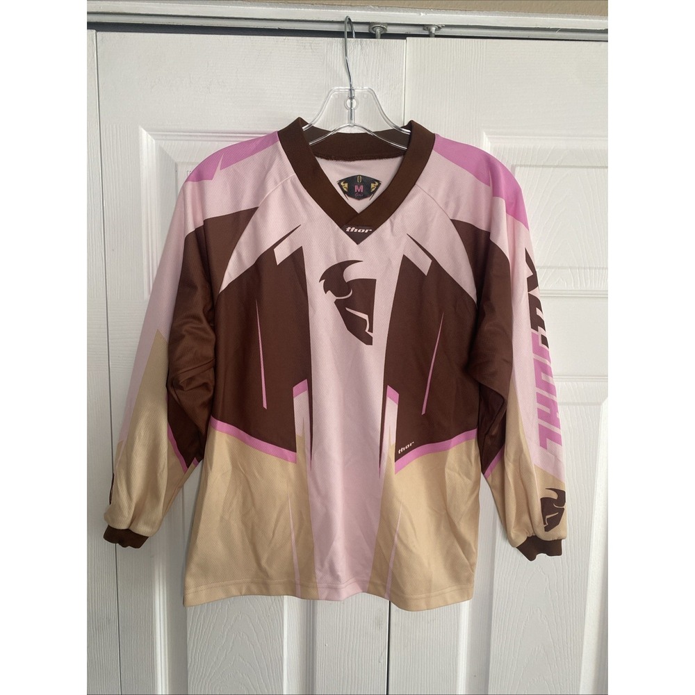 Phase Girls Youth Medium Thor Pink‎ Riding Jersey Long Sleeve Elbow Pad